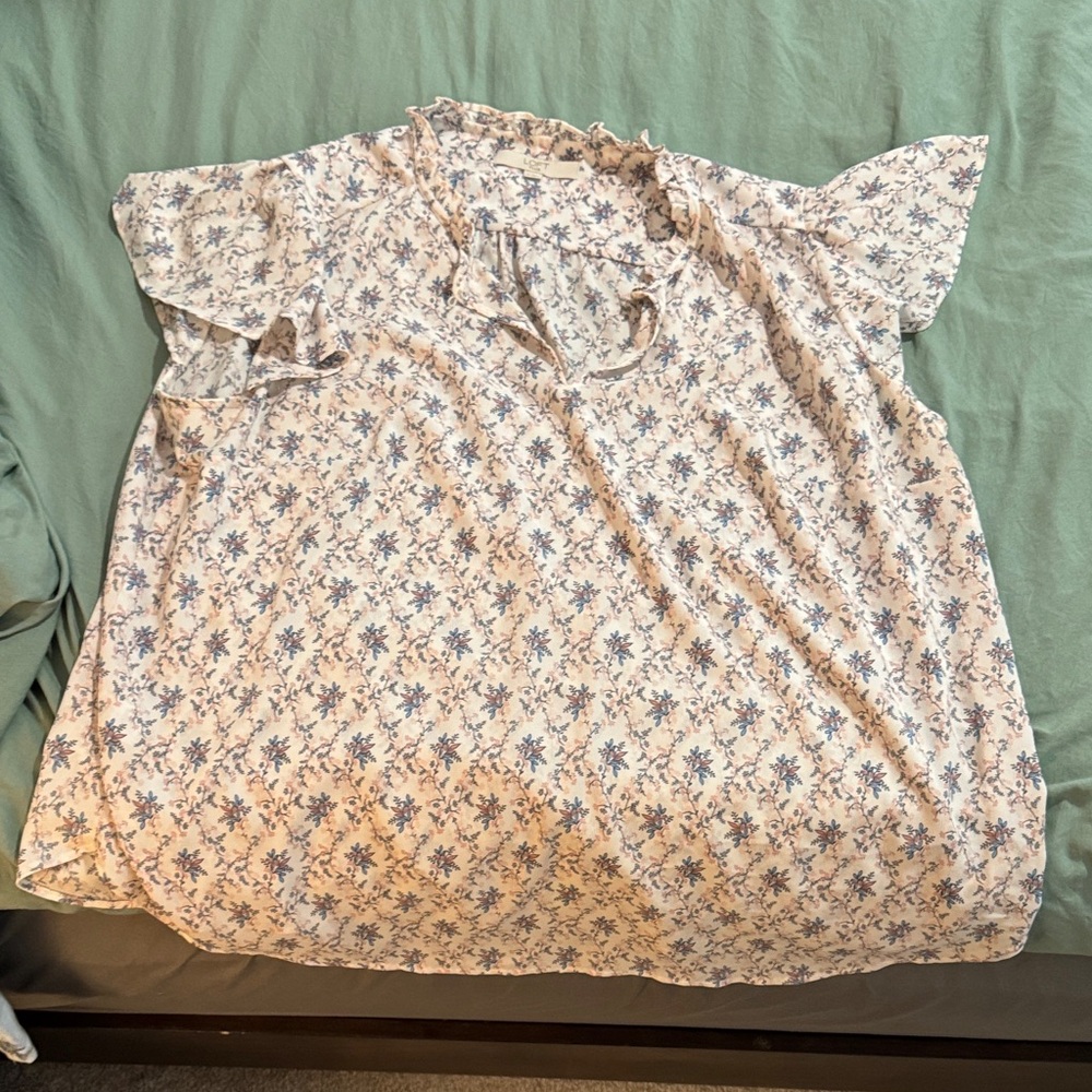 LOFT Blue and White Floral Blouse